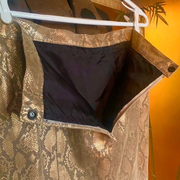 Gold Leather Snakeskin Jacket 12 w/ Skirt - Picture 8 of 8